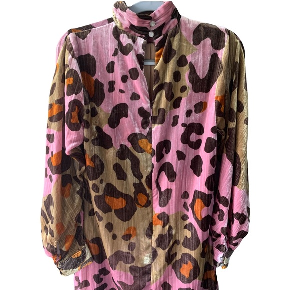 Anthropologie Eleanor Velvet Tunic Dress in Pink Motif. Size 0. - Picture 7 of 11